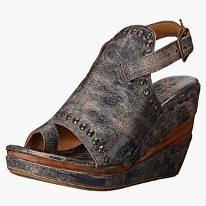 Bed Stu Joann Wood Wedge Distressed in Black size 7.5